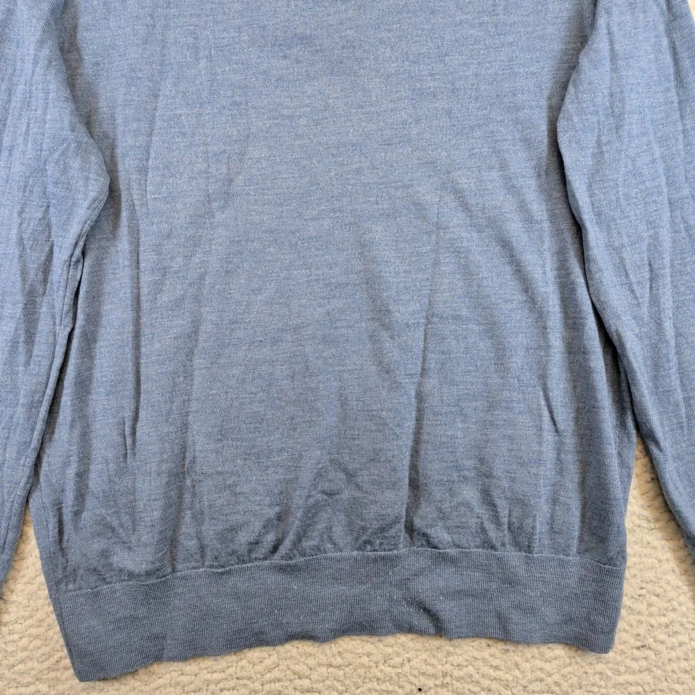 Banana Republic Mens Blue 100% Extra Fine Merino Wool Quarter Zip Sweater Large